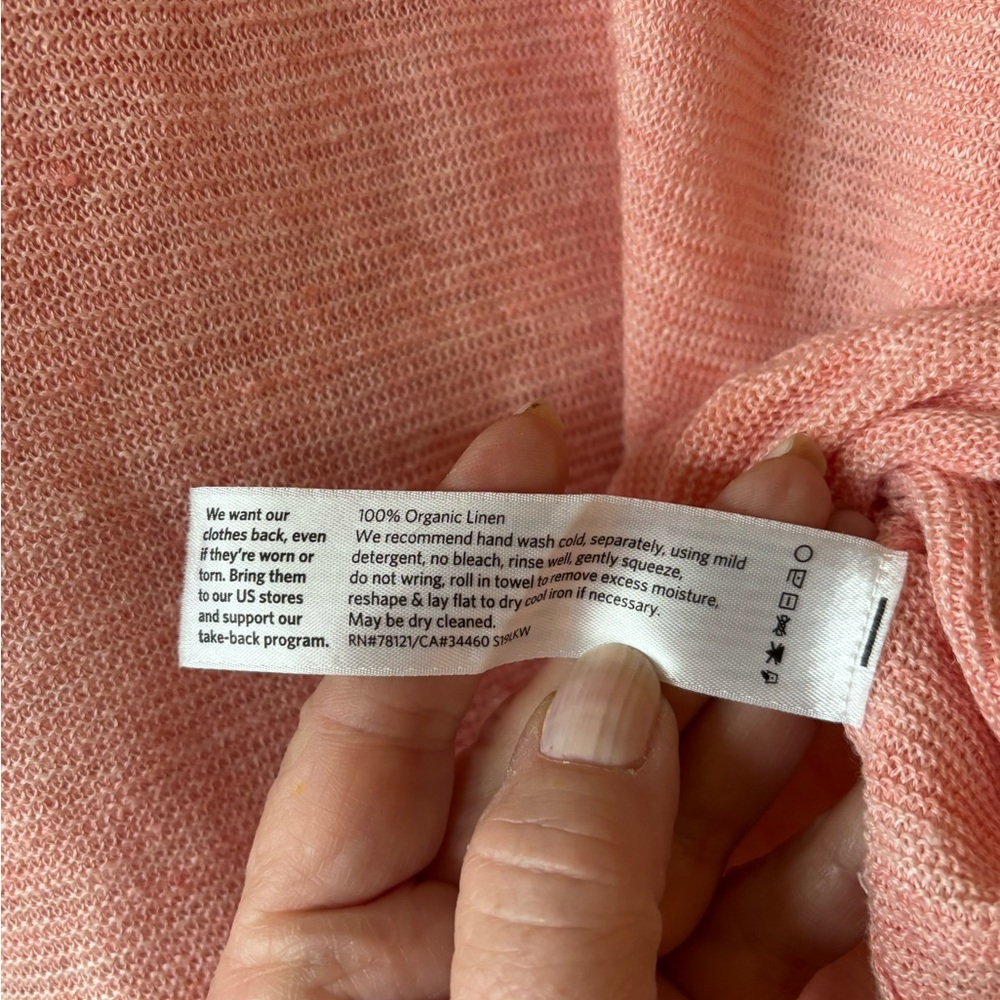 Eileen‎ Fisher Organic Linen Melange Round Neck Top Pink  Sz PM - Picture 3 of 6